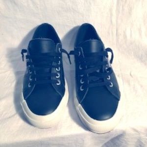 Size 9 US, Black Leather Superga Sneakers